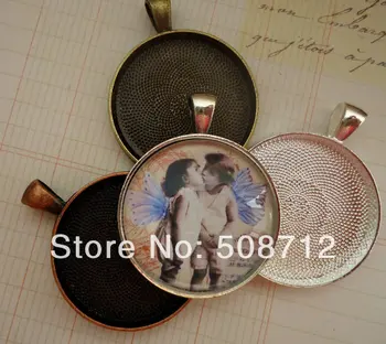 

50pcs - 50 Antique Bronze 25mm Circle Pendant Tray Blanks for DIY Pendants