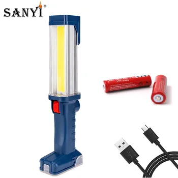 

2 Working Modes COB LED Flashlight Portable Lantern USB Rechargeable 18650 Torch Magnetic Work Light With Swivel Hook Power Bank