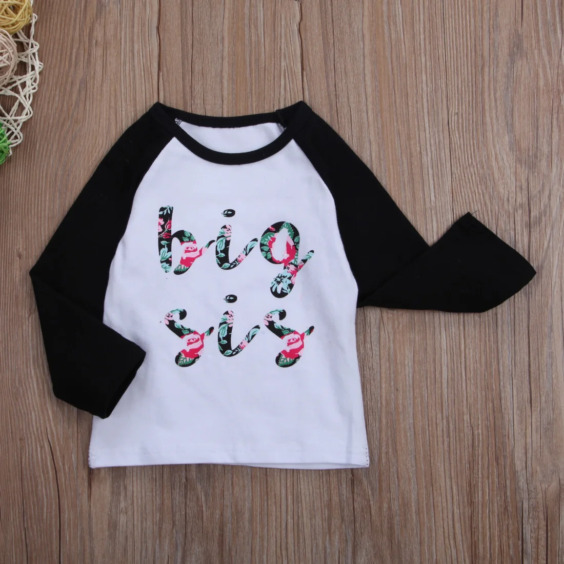 1 STÜCK Neugeborenen Baby Kleine Sis Big Sister T-shirt Top passenden Outfits Nette Blumendruck Baumwolle Langarm-shirt Für 0-7Y