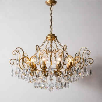 

Phube Lighting American RH Crystal Chandeliers Retro Amber Crystal Chandelier Lustre Light Home Lighting Ceiling lamp