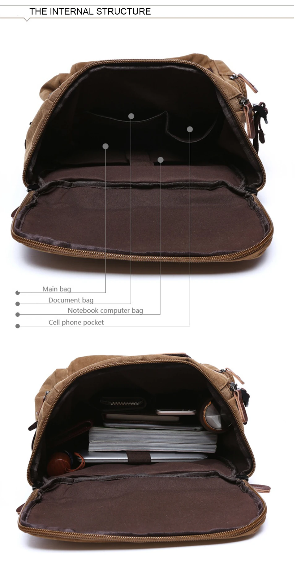 10 Canvas Backpack 15.6'' Laptop Backpacks Men Bagpack Wearproof School Bag for Teenage Male Knapsack Travel Bags Fashion Rucksack