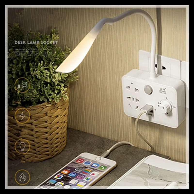 

Led Night Light Home Multifunction USB Charging Socket Wireless Converter Switch Controllable Rotatable Brightness Adjustment