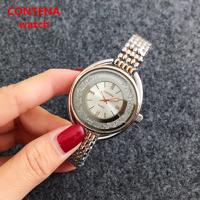 Топ бренд Contena Роскошные Montre часы Femme модные женские Стразы полный логотип часы кварцевые Mujer Кристалл Relojes