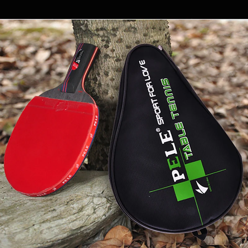 

One Piece NEW Beginner Carbon Fiber Table Tennis Bat Racket Long Short Handle Ping Pong Paddle Racket Pimples With Carry Bag
