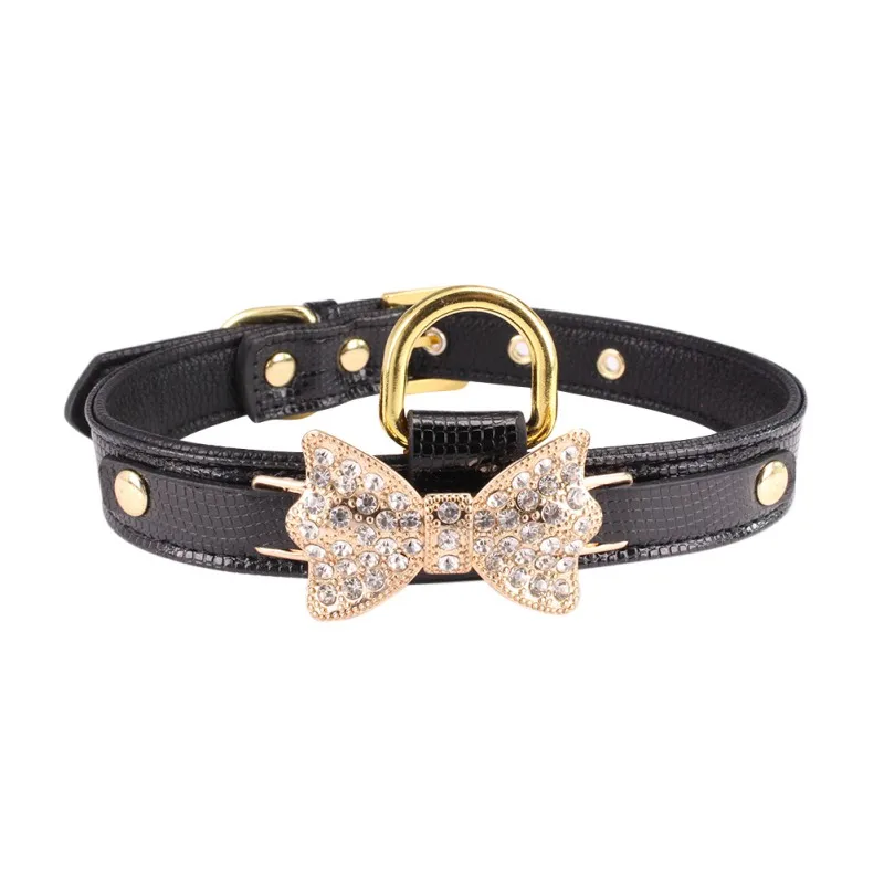 

Pet Dog Basic Collars Adjustable Rhinestone Princess Puppy Pearl Bow Fashion For Small Dog Cats CollarN Supplies Pets