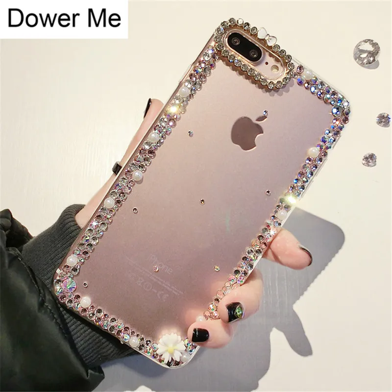

Dower Me Bling Diamond Pearl TPU Case For Iphone X 8 7 6S Plus 5S 4S Samsung Galaxy Note 8 5 4 3 2 S9 S8 S7 S6 Edge Plus S5/4/3