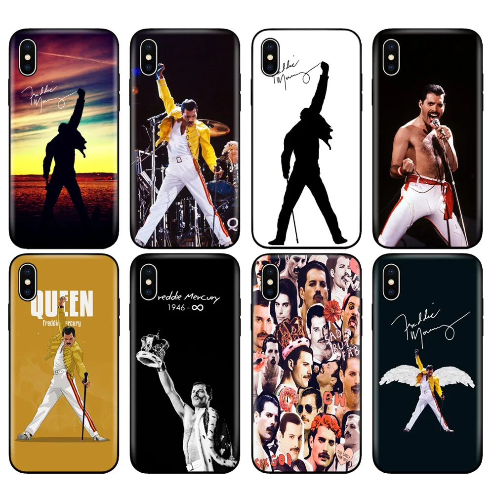 Черный чехол из ТПУ для iphone 5 6 6s 7 8 plus x 10 XR XS 11 pro MAX Фредди Меркьюри Queen band|Бамперы| |