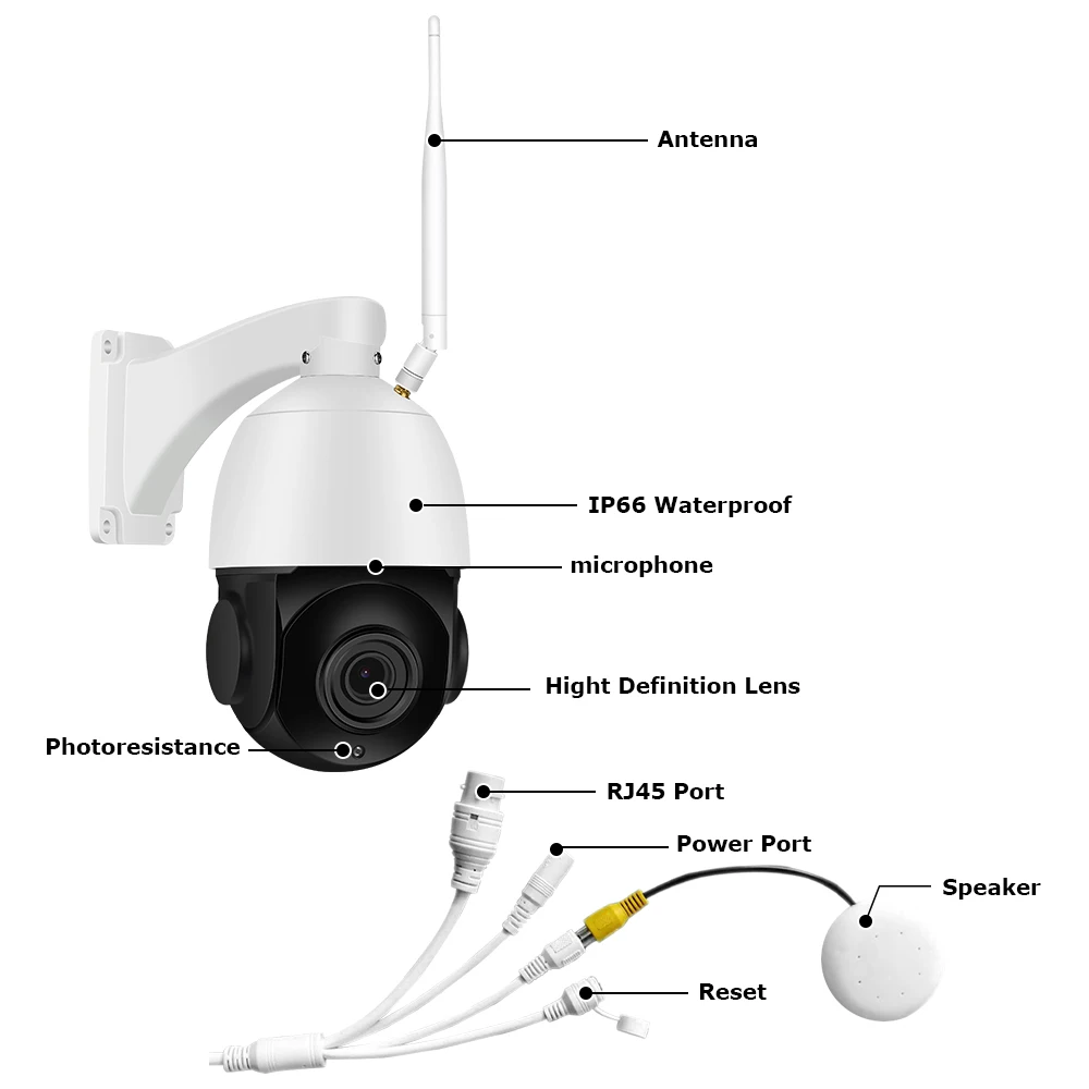Zoohi Super HD Беспроводная ptz камера Открытый IP Камера двухстороннее аудио 1920p