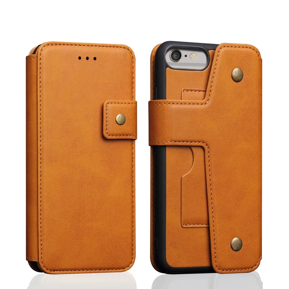 Luxury Retro Matte Leather Wallet Case For iPhone 6 6s 6S Plus Magnet Phone Cover Detached Safe Button | Мобильные телефоны и
