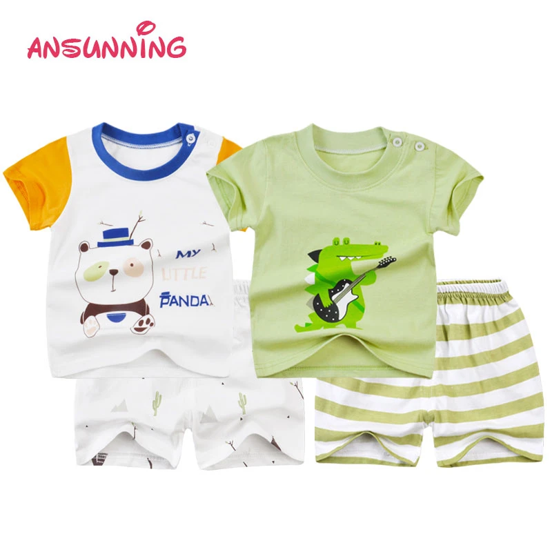 Ropa de bebé niño niña nacido verano 2019 camiseta con pantalones cortos conjunto de ropa de moda niños pequeños trajes de algodón|set de ropa| - AliExpress