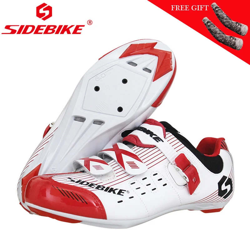 

SIDEBIKE Road bike shoes for Women Men White & Red Breathable Wear Resistant Bicycle Lock Shoes Outdoor Sports Cycling Sneakers