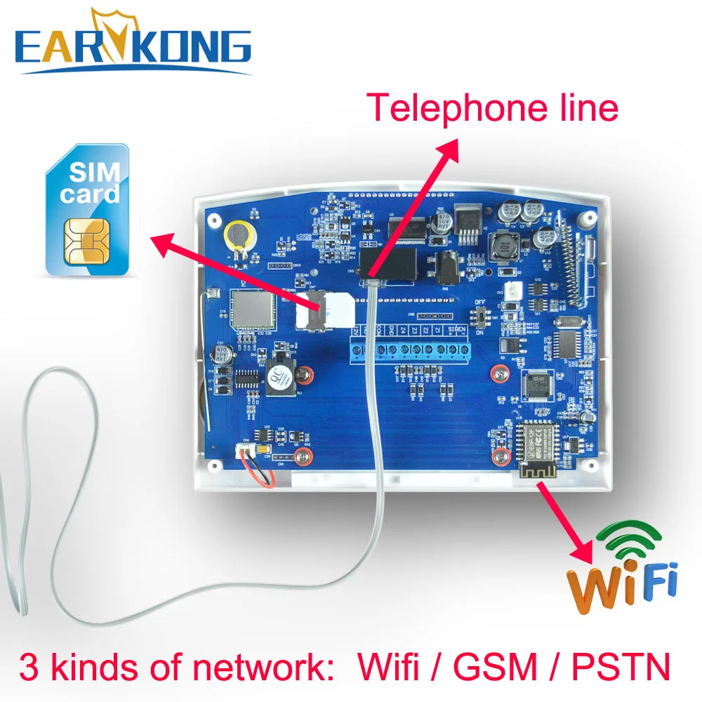 Проводной и беспроводной 433 МГц, Wifi PSTN GSM домашняя охранная сигнализация Умный дом релейный выход приложение Русский Испанский 7 Язык