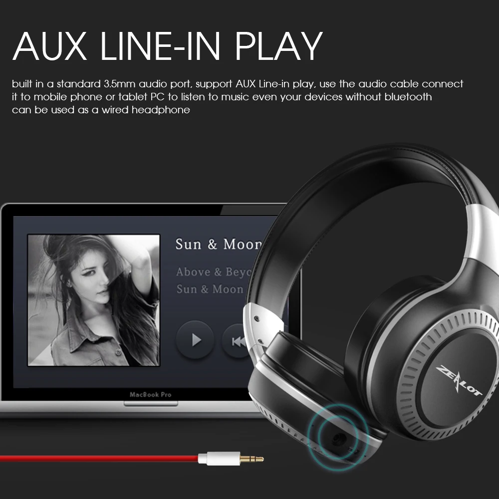 ZEALOT B19 Bass Stereo Wireless Headphone Bluetooth Headset Over Ear FM Radio Micro SD Card MP3 Play With Microphone