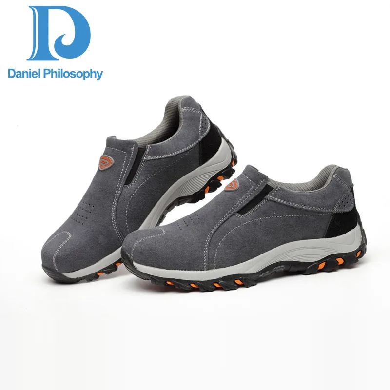 Calçados Sapatos slip Da Couro Punção Respirável Livre Aço Ar Biqueira Dos Segurança À Prova Homens Ao Anti De Trabalho Gray Botas Camurça Vaca PAFvqTPw