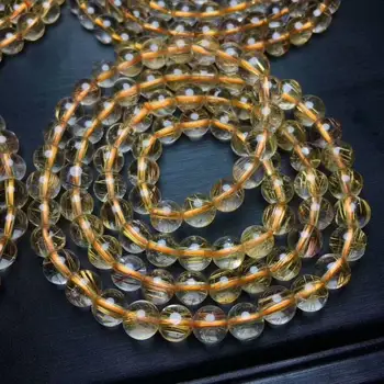 

Natural Crystal Bracelet Gold Hair Brazilian Beads AAA 7-6.5mm 3rows