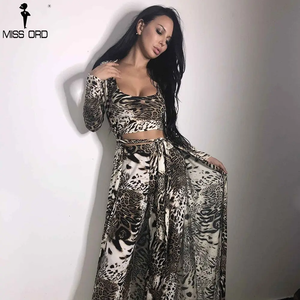 

Missord 2019 Autumn And Winter Women Sexy Cloak big stretch Three Pcs Set Print Female Elegant Party Jumpsuit FT9704-1