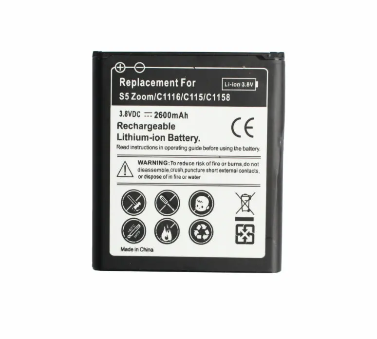 

1x 2600mAh EB-BC115BBC Replacement Battery For Samsung Galaxy K Galaxy Zoom S5 Zoom C1116 C115 C1158 Batterie Bateria Batterij