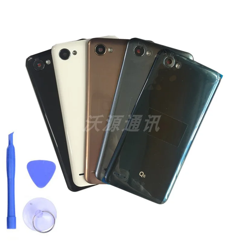 

For LG Q6 M700N Q6+ Q6 Plus Original Mobile Phone Case Back Cover Pannel Housing Rear Battery Door Lid With Camera Lens Glue