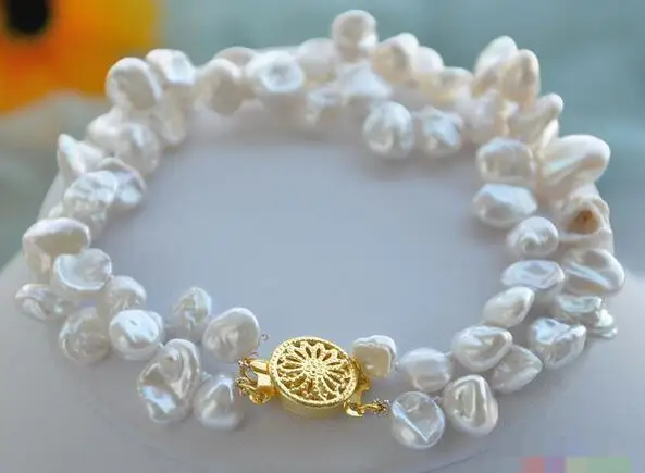 

Hot selling>@@ 3758 2row WHITE BAROQUE KESHI REBORN PEARL BRACELET -Bride jewelry free shipping