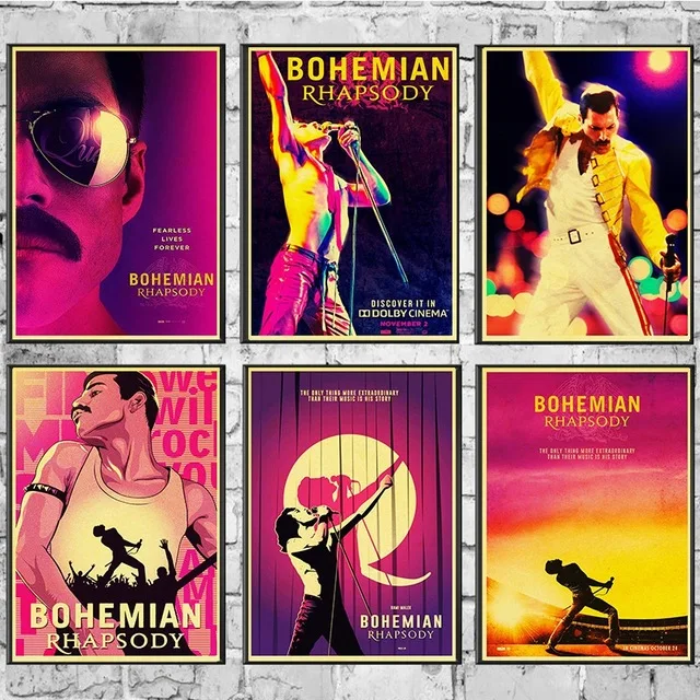 Винтажный богемный Rhapsody Фредди Меркури Queen 2018 музыкальный кино Холщовый постер