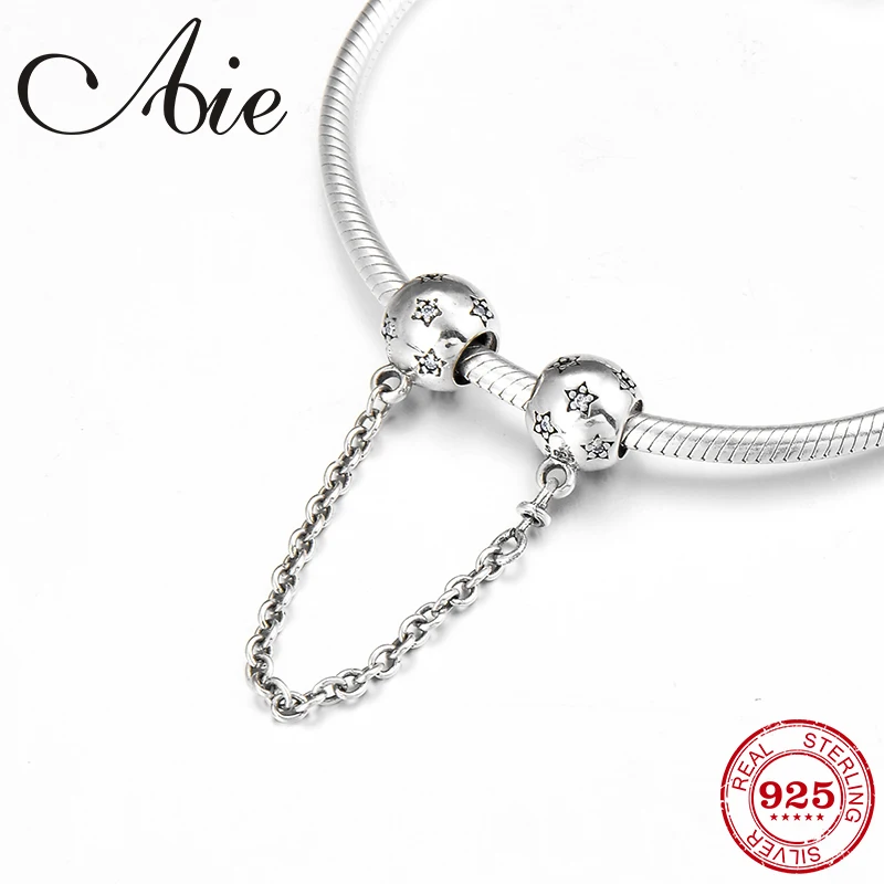 

Creative round star 925 Sterling Silver DIY for fashion Safety Chain Beads Fit Original Pandora Charms Bracelet Jewelry making