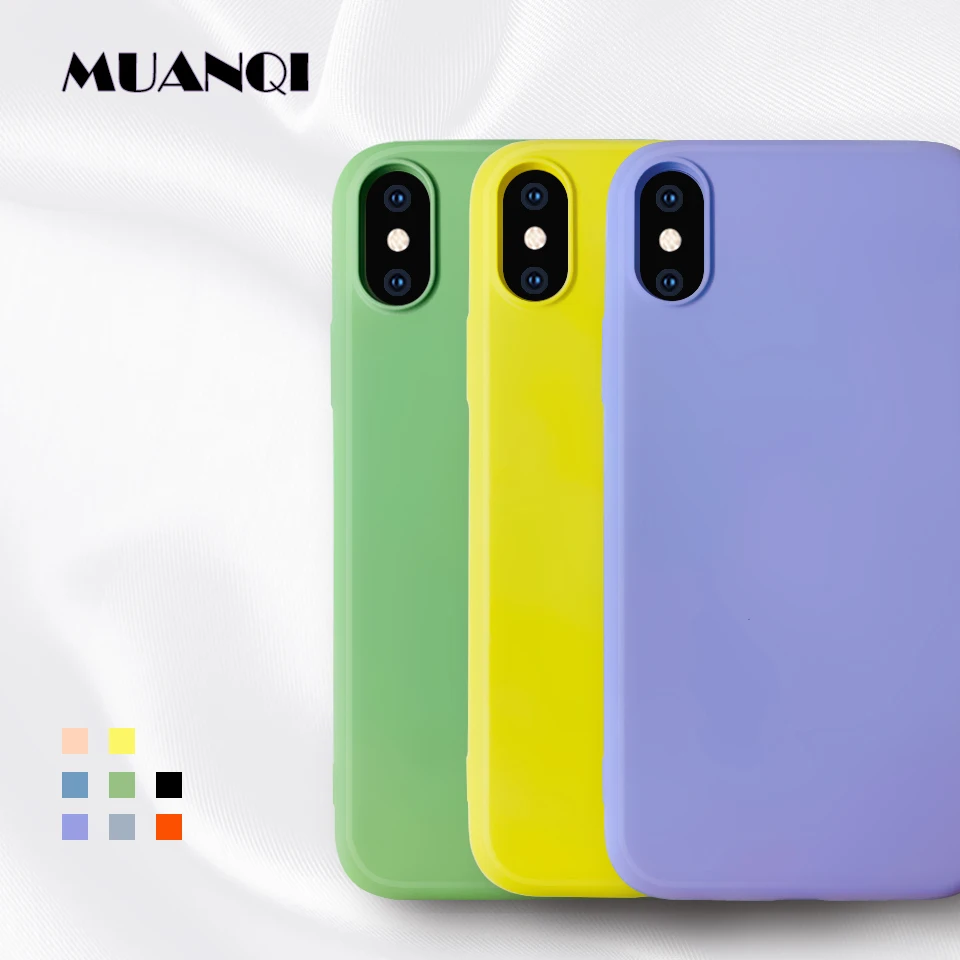 

Luxury Simple Liquid Macaron silicone case For iphone 6 6s 7 8 Plus X XS XR XS MAX cute soft candy color cover cases Funda Coque