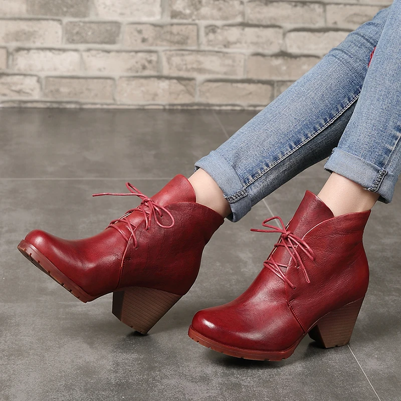 block heel ankle boots lace up