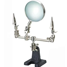 60mm 5X Third Hand Soldering Iron Stand Helping Clamp Vise Clip Tool Magnifying Glass wholesale Electronic Appliance Repair