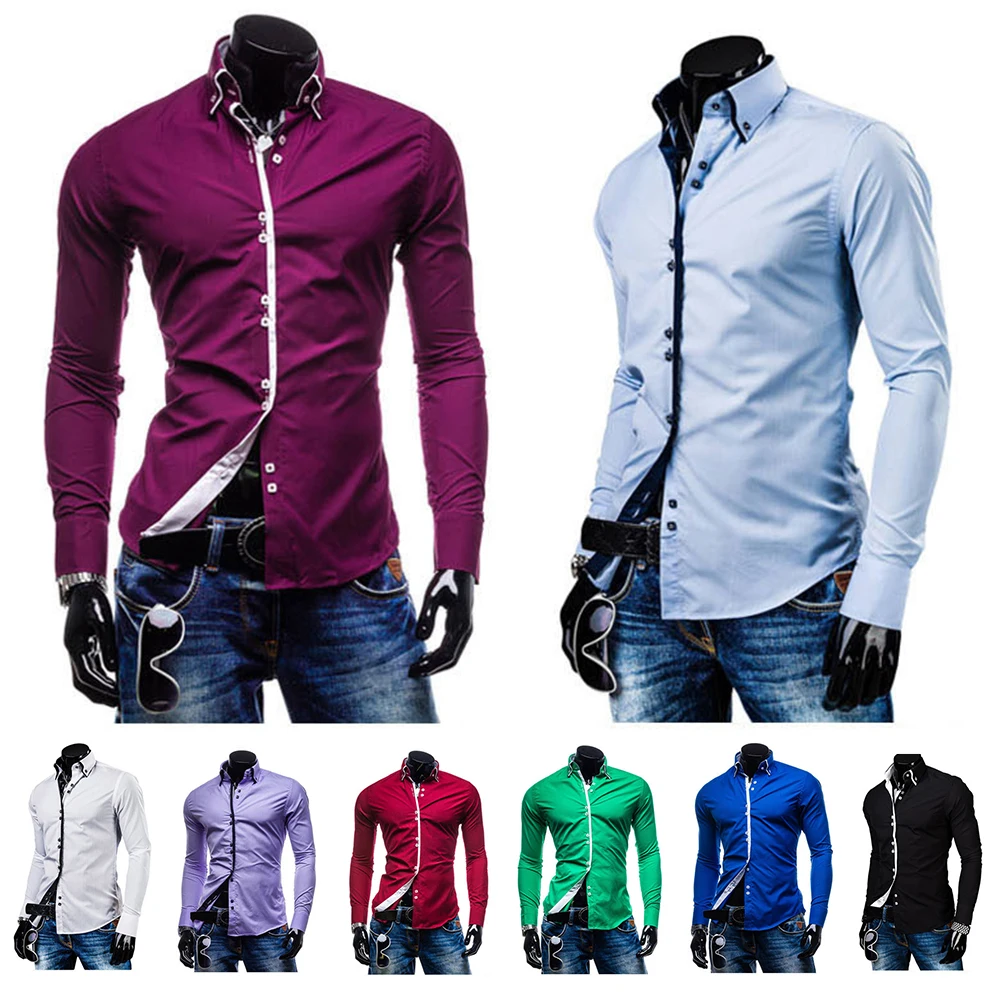2018 новый модный бренд Camisa Masculina рубашка с длинными рукавами модные мужские