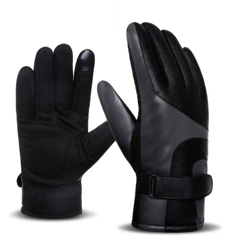 SUOGRY новые зимние мужские кожаные перчатки плюс толстые бархатные теплые перчатки простые предотвращают перчатки от холода для мужчин