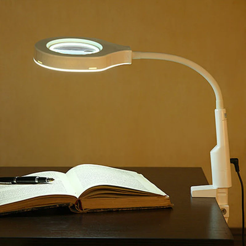 

2 in 1 Lighted Magnifier and Desk Lamp Flexible Practical Hands-free Magnifying Tool Sturdy Good Quality Versatile with C Clamp