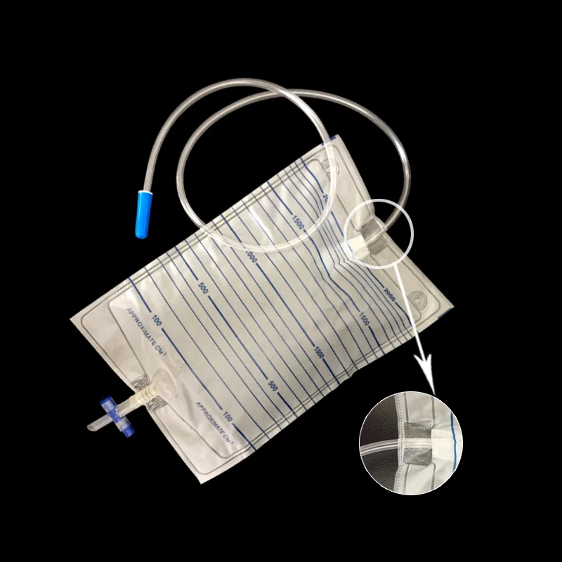 

2000ml Autoclave Sterilized Medical Urology Bag Cross Valve drainage Urine bag Teaching Homehealth care or hospital use