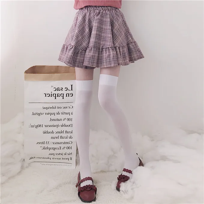 Женская милая юбка японского стиля"лолита",классная мини юбка в клетку,с шортиками,розового и серого цвета,с оборками,для невысоких девушек
