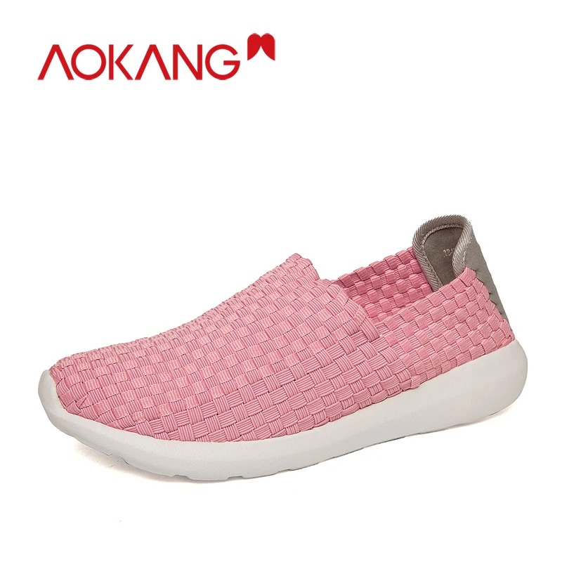 

AOKANG Shoes Woman Sneakers Fashion Shoes Slip On Sock Shoes women Female Air Mesh Sneakers Flat Casual Tenis Feminino