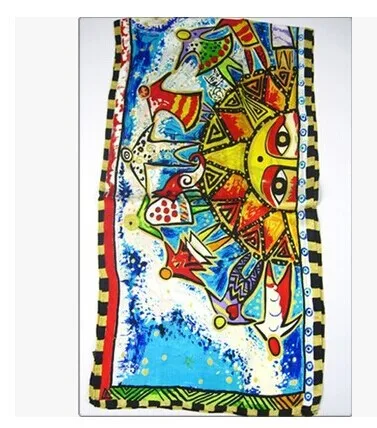 Шелковый шарф художественная картина маслом длинный шелковый шарф Лидер продаж высокое качество Всесезон 42*160 см#3698 - Цвет: 19