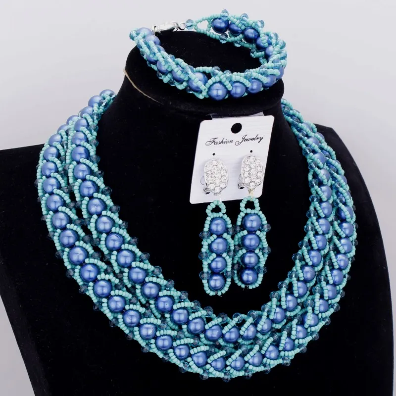 4 ujewelry ювелирные украшения наборы имитация жемчуга ожерелье изделия синий