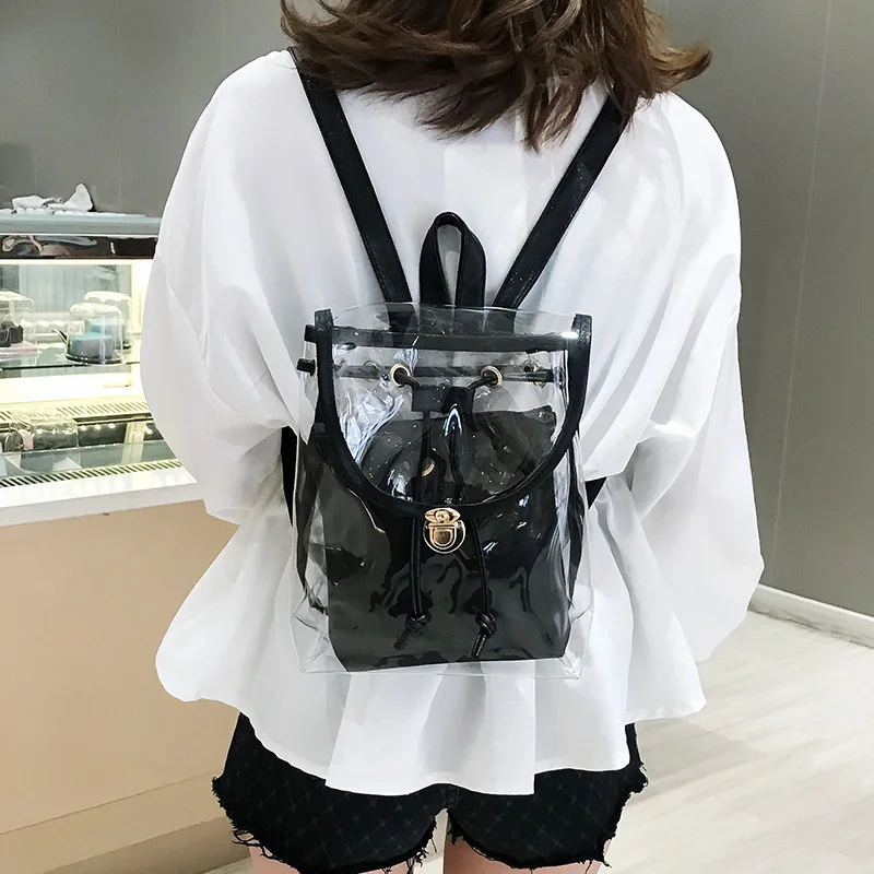 MIYAHOUSE маленький прозрачный женский рюкзак роскошный дизайн прозрачный рюкзак для женщин ПВХ водонепроницаемый дизайн Женская дорожная сумка
