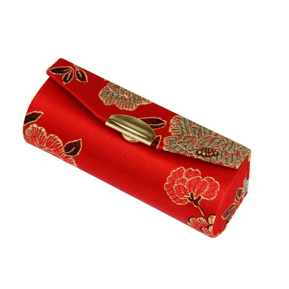 

fashionable Brocade Retro and elegant embroidered floral type Lipstick Case or coin case Women Lady With Mirror Random color