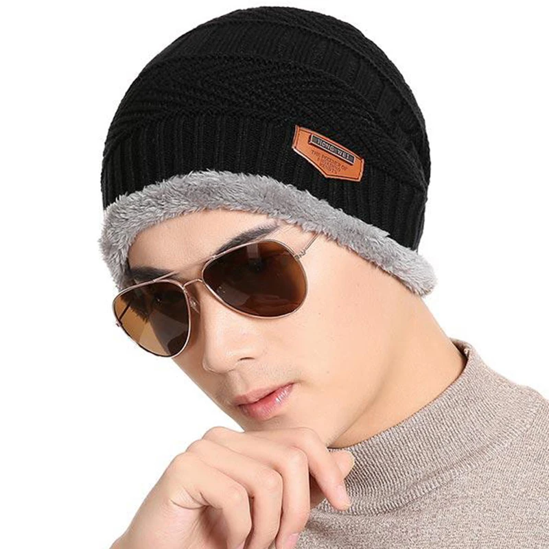 

Spring Fashion Men Knitted Winter Cap,Casual Beanies for Men Solid Color Hip-hop Slouch Skullies Bonnet Unisex Cap Hat
