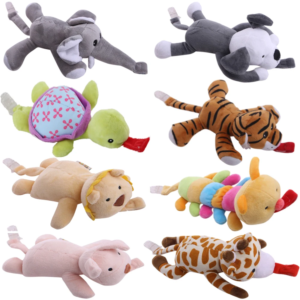 

3 Pcs Cartoon Baby Pacifier Clip Chain Animal Plush Toy Infant Newborn Dummy Nipples Holder Chain Without Pacifier
