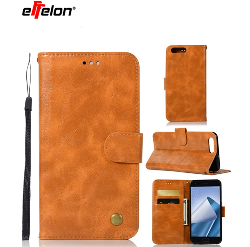 

New Case For ASUS ZenFone 4 ZE554KL 5.5inch Vintage Retro Plain PU Leather Wallet Case Cover Coque Stand Function Card Holder