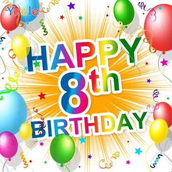 

Yeele 8th Birthday Party Photozone Balloon Boom Decor Photography Backdrop Personalized Photographic Background For Photo Studio