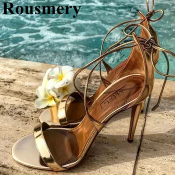 

Summer Hottest T-strap Sexy Open Toe And Thin High Heel Lace Up Cover Heel Shoes Fashion 10CM High Heel Party Women Sandals