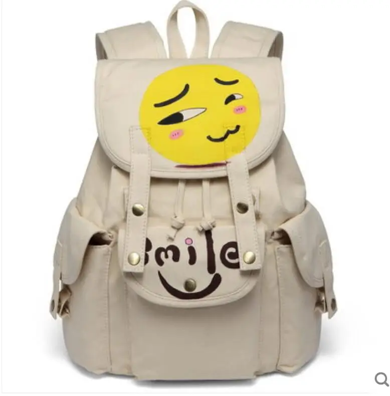 

2018 new canvas shoulder bag MEN & WOMEN student campus large-capacity fashion hand-painted cute expression backpack