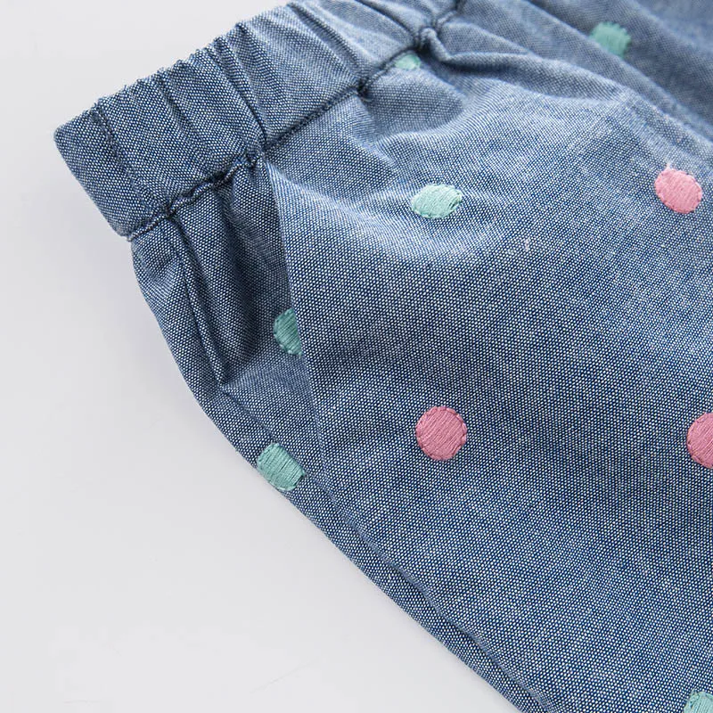 DBA6555 dave bella/весенние модные длинные штаны в горошек для маленьких девочек детские штаны для малышей брюки для девочек