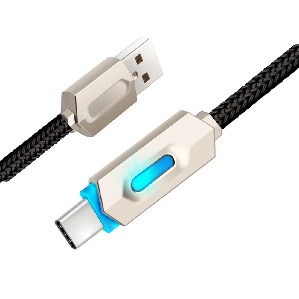 نوع-C سريع كابل الشاحن البسيطة usb كابل للأندرويد مزامنة تمديدات كابلات usb شاحن بيانات سريع النايلون مضفر أضواء LED/z75