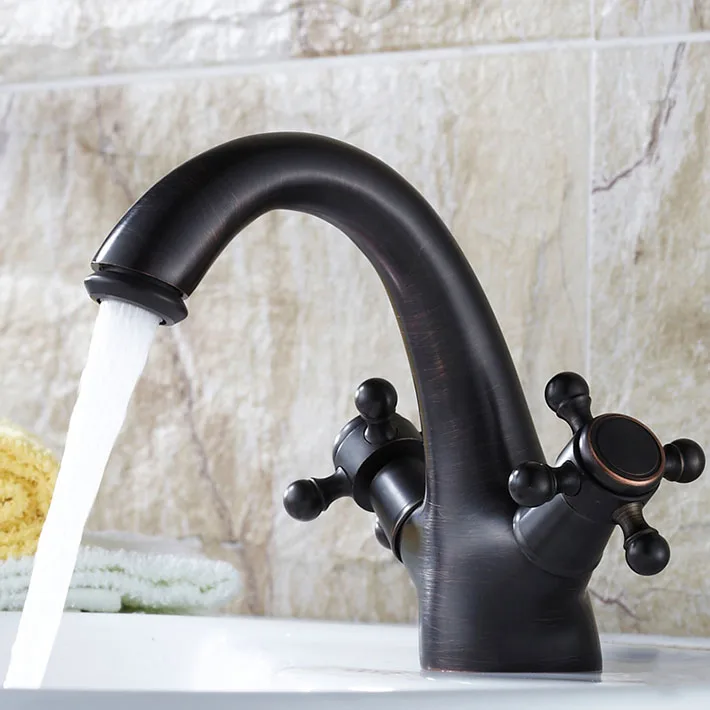 

Oil Rubbed Bronze Sink Faucet for the bathroom dual Handle Deck Mount Basin Mixer Tap torneiras para banheiro YM-049