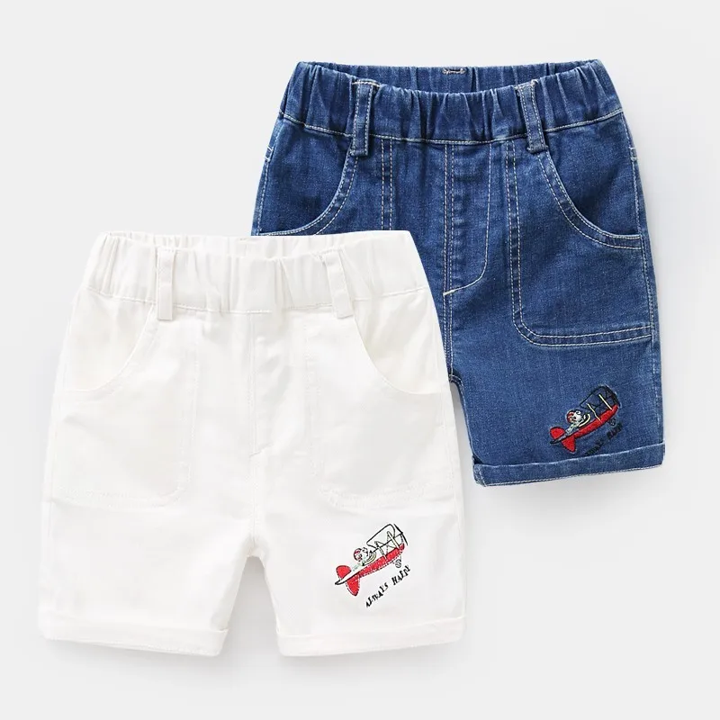

Toddler Boy Denim Shorts Summer Baby Kids White Blue Short Pants Curling Jeans Elastic Waist Pockets Children Clothing 2T-8T