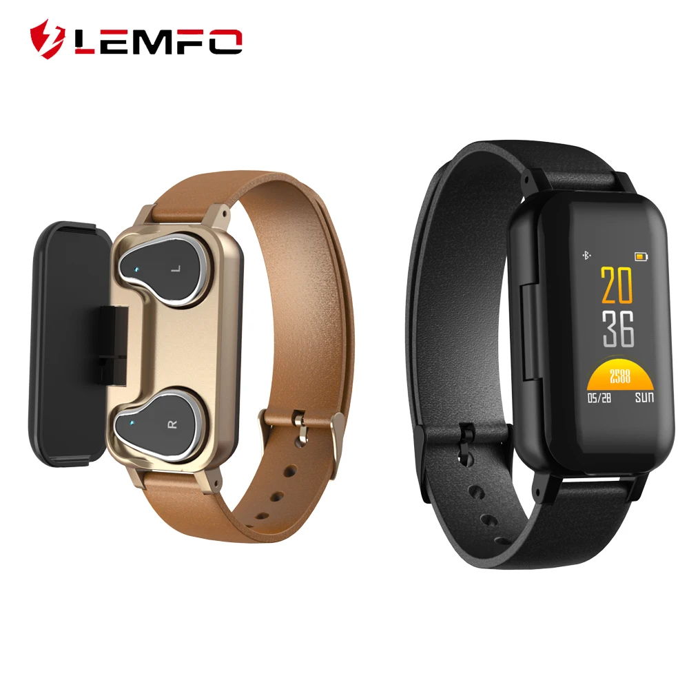 

LEMFO T89 TWS Smart Binaural Bluetooth Headphone Fitness Bracelet Heart Rate Monitor Smart Wristband Sport Watch Men Women