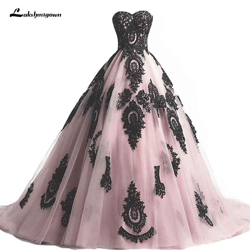 black and pink ball gown